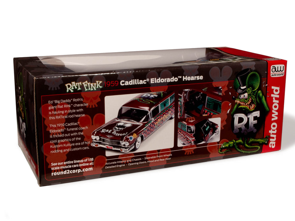 Auto World 1959 Cadillac Eldorado Hearse Rat Fink 1:18 Scale Diecast