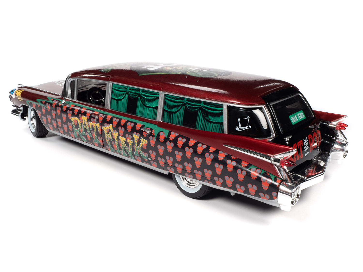 Auto World 1959 Cadillac Eldorado Hearse Rat Fink 1:18 Scale Diecast