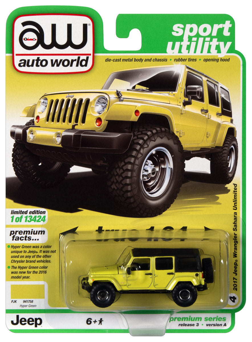 Auto World 2017 Jeep Wrangler Sahara (Hyper Green) 1:64 Diecast