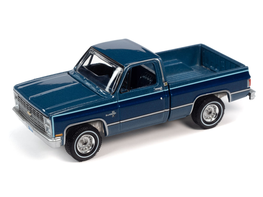 Auto World 1984 Chevy Silverado (Light Blue Poly with Dark Blue Poly) 1:64 Diecast