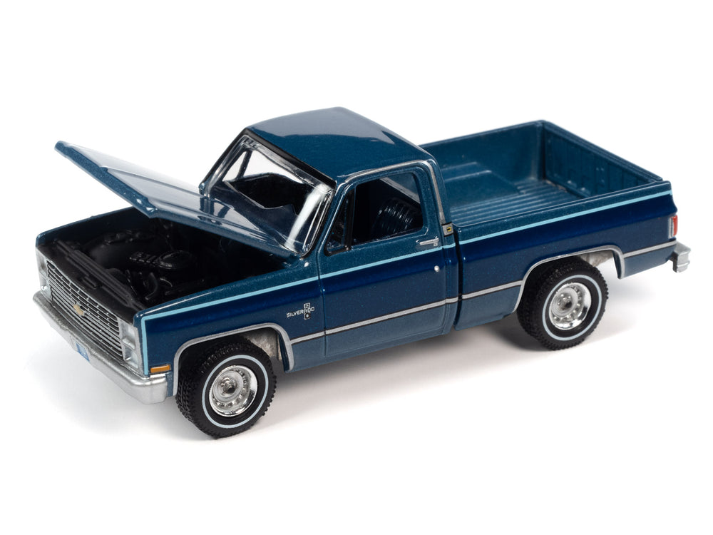 Auto World 1984 Chevy Silverado (Light Blue Poly with Dark Blue Poly) 1:64 Diecast