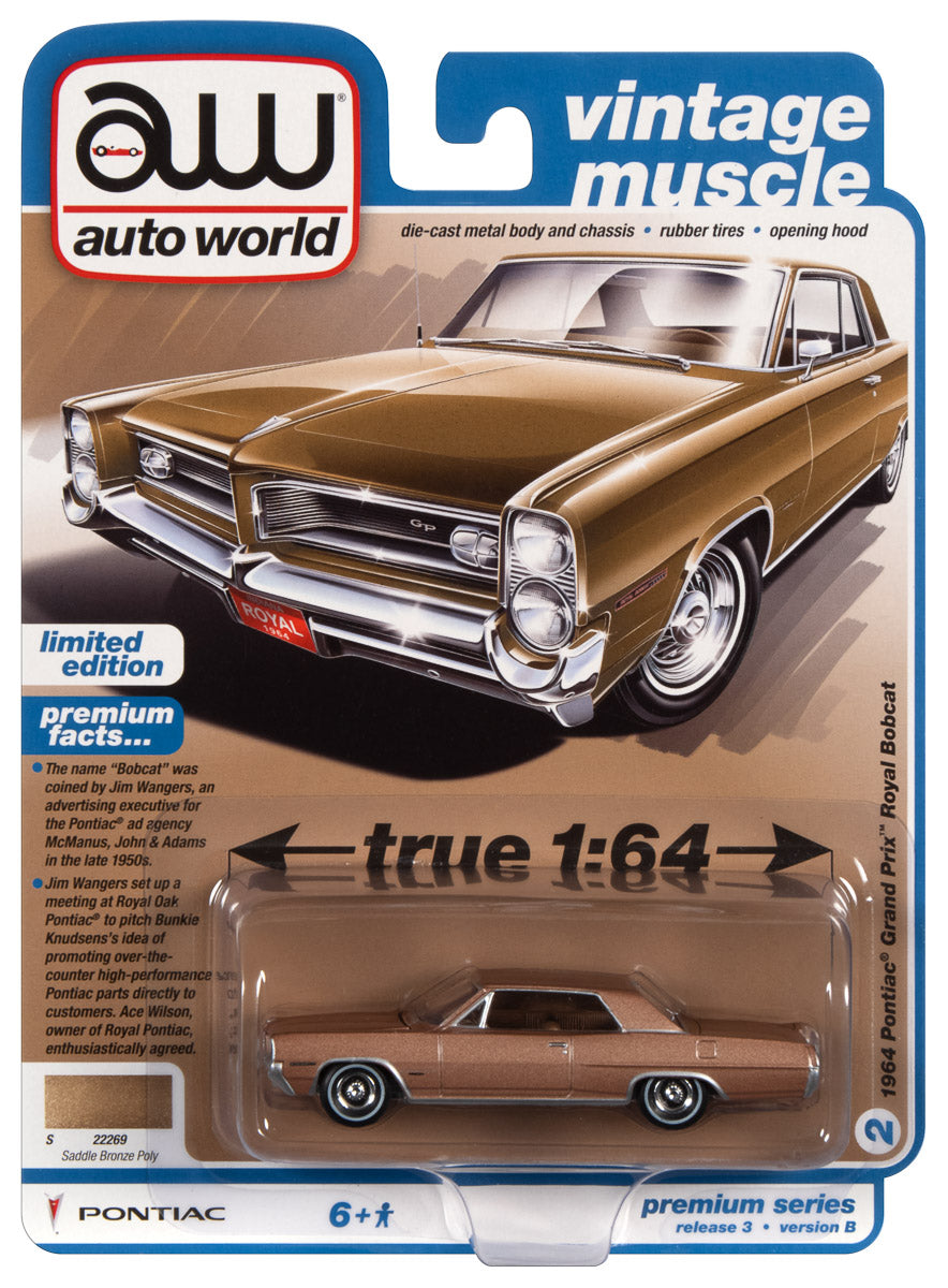 Auto World 1964 Pontiac Grand Prix Royal Bobcat (Saddle Bronze Poly) 1:64 Diecast