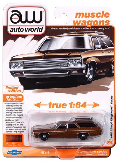 Auto World 1970 Chevy Kingswood Estate (Solid Copper Metallic) 1:64 Diecast