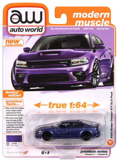 Auto World 2023 Dodge Charger R/T Scat Pack (Plum Crazy) 1:64 Diecast