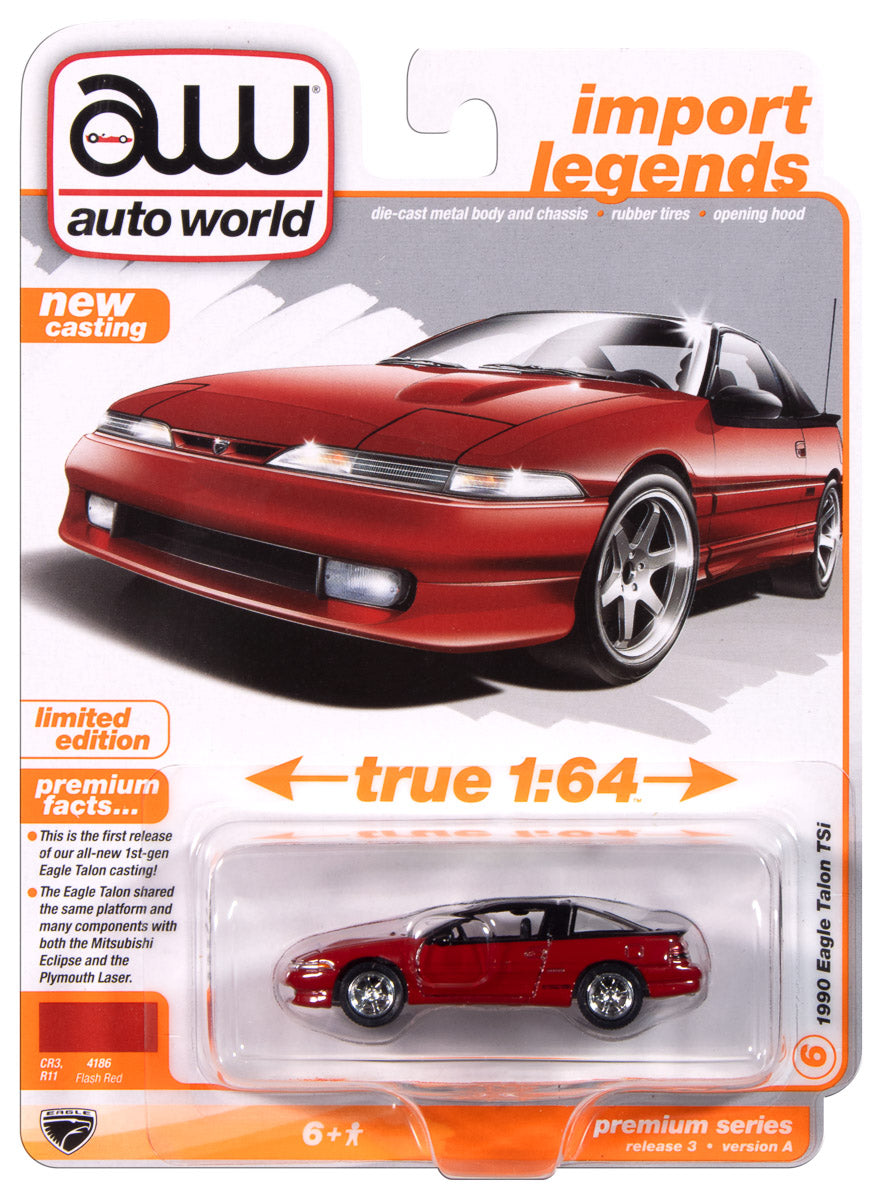 "PRE-ORDER" Auto World 1990 Eagle Talon TSi (Flash Red Body) 1:64 Diecast (DUE MARCH 2025)