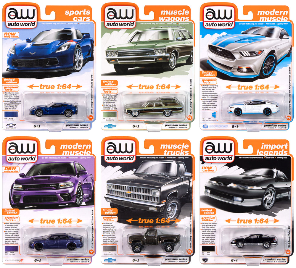 "PRE-ORDER" Auto World Premium 2024 Release 3 Set B (6-Car Sealed Case) 1:64 Diecast (DUE MARCH 2025)