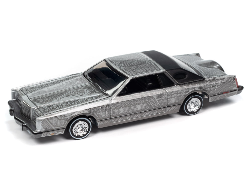 "PRE-ORDER" Auto World 1979 Lincoln Continental Lowrider (Silver Metallic w/Lowrider Graphics) 1:64 Diecast (DUE DECEMBER 2024)