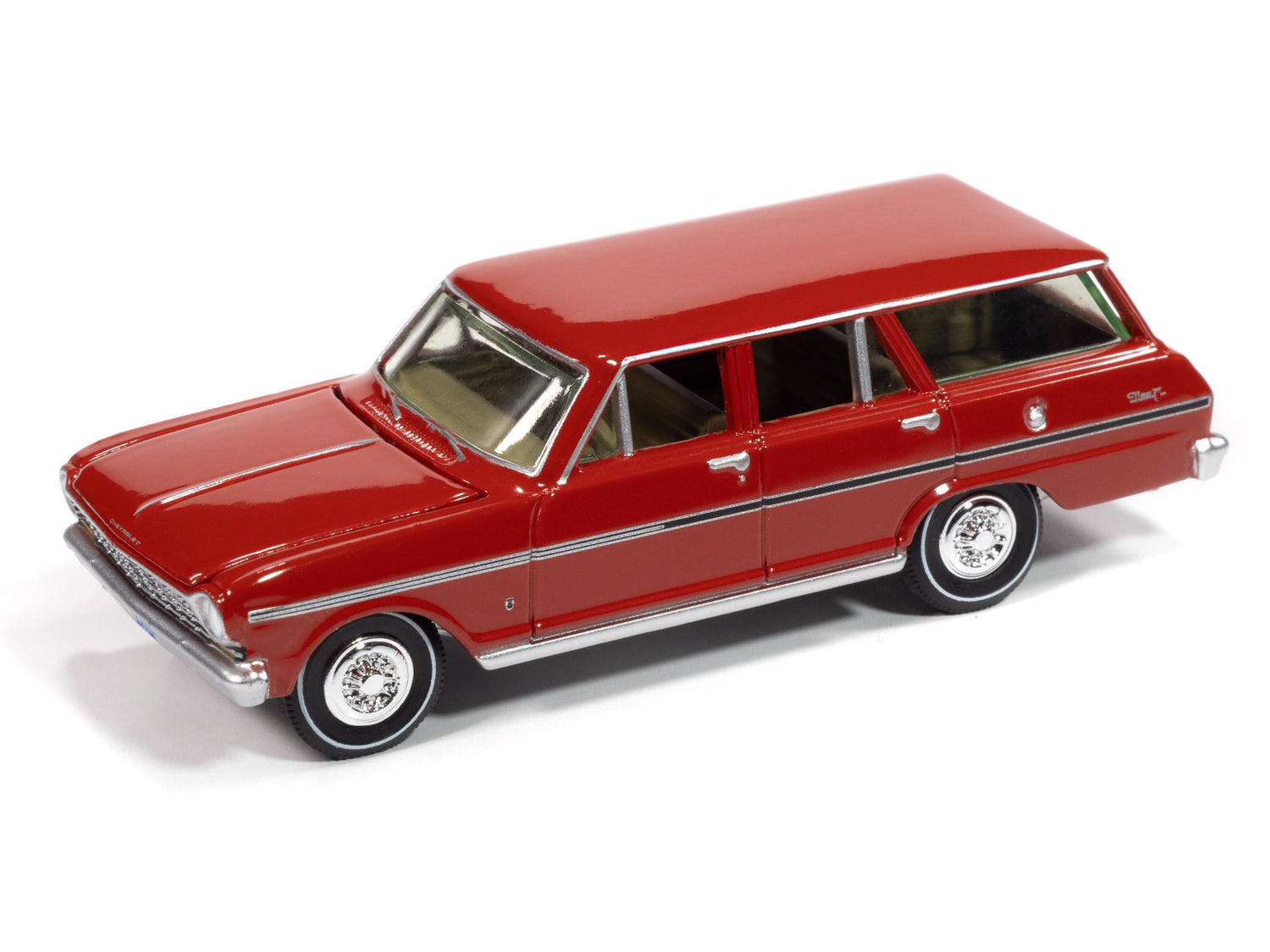 Auto World 1965 Chevrolet Nova II Wagon (Rally Red) 1:64 Diecast