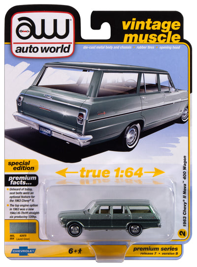 "PRE-ORDER" Auto World 1965 Chevrolet Nova II Wagon (Willow Green) 1:64 Diecast (DUE MARCH 2025)