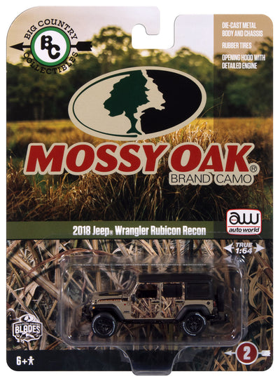 "PRE-ORDER" Auto World BCC Mossy Oak 2018 Jeep Wrangler Recon 1:64 Diecast (DUE LATE DECEMBER 2024)