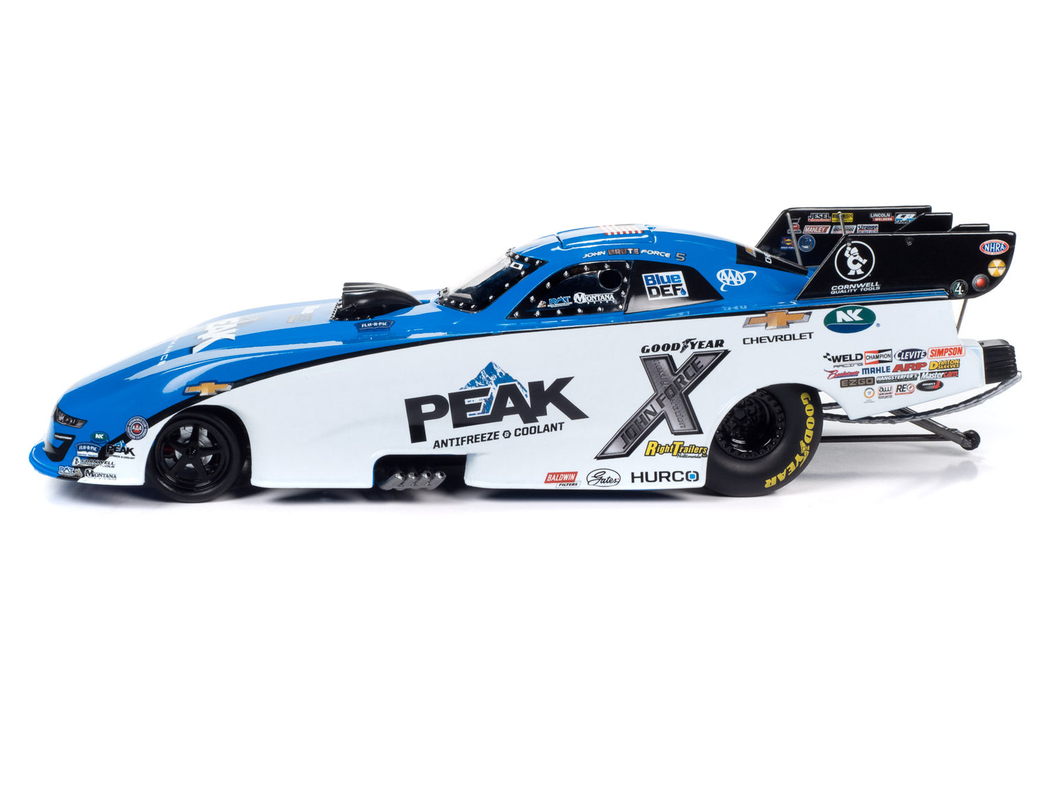 Auto World 2023 John Force Peak Funny Car 1:24 Scale Diecast