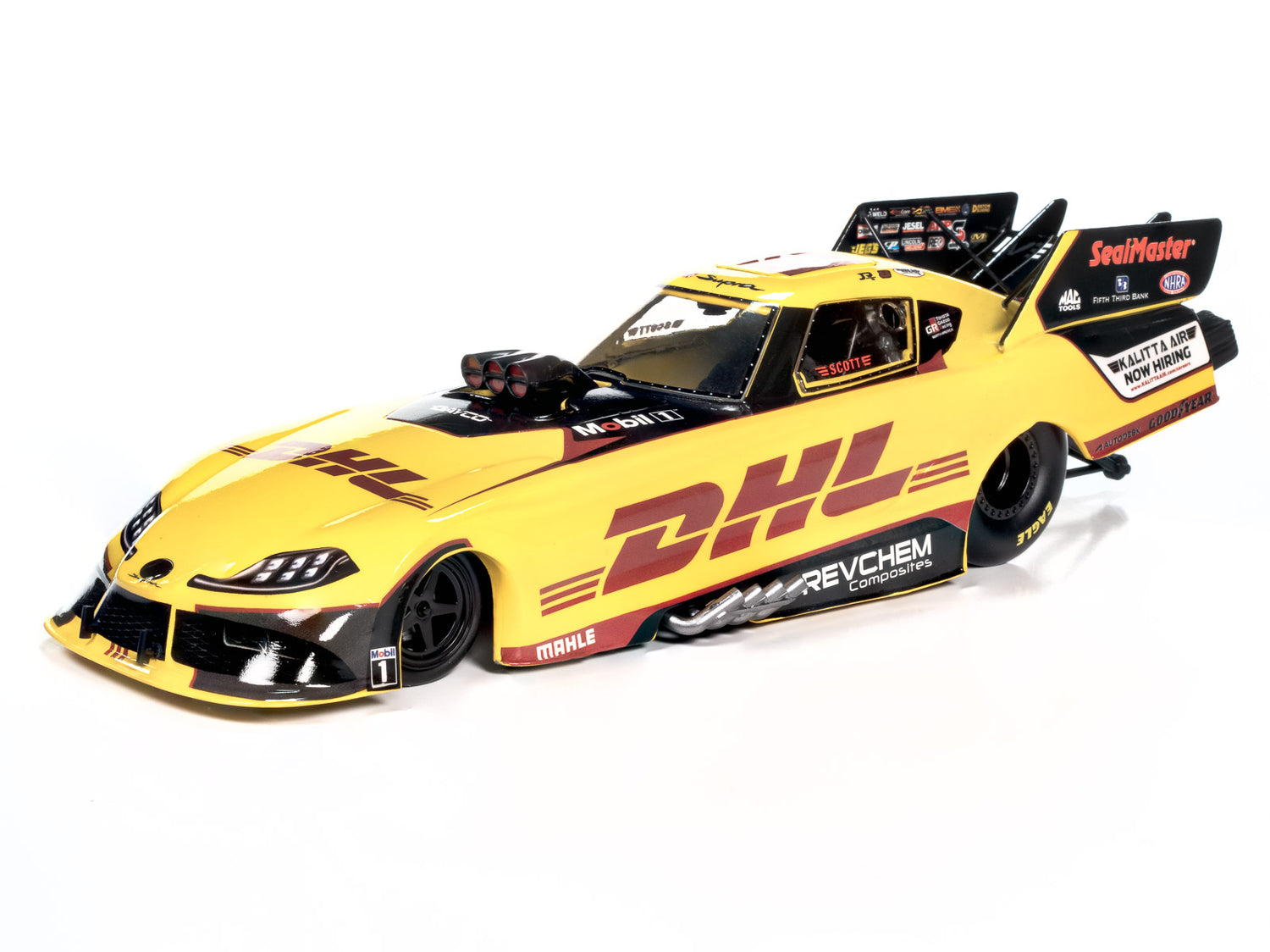 "PRE-ORDER" Auto World 2023 JR Todd DHL Funny Car Toyota Supra 1:24 Scale Diecast (DUE JANUARY 2025)