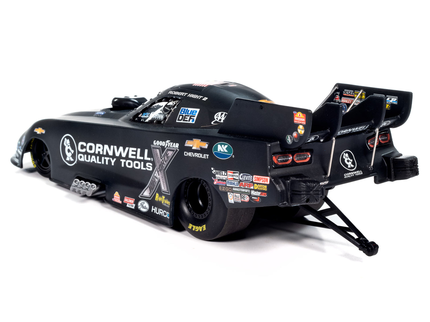 Auto World NHRA 2023 Robert Hight Cornwell Tools Black Funny Car Chevy Camaro 1:24 Scale Diecast