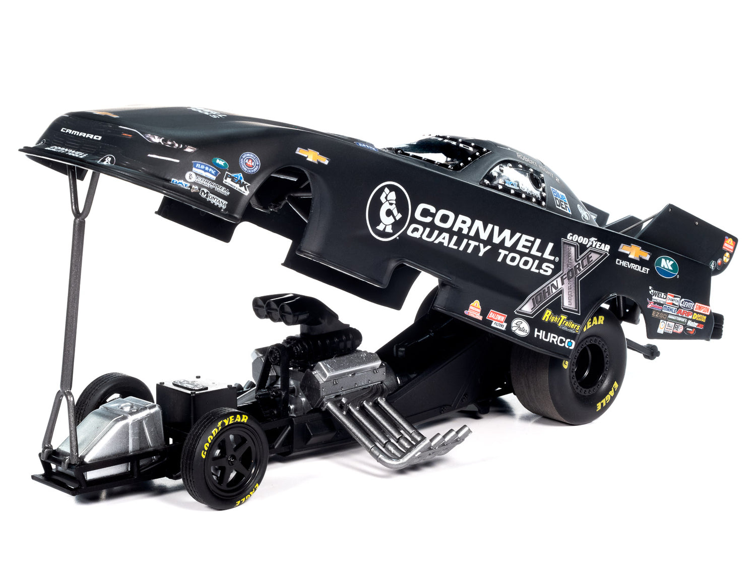 Auto World NHRA 2023 Robert Hight Cornwell Tools Black Funny Car Chevy Camaro 1:24 Scale Diecast