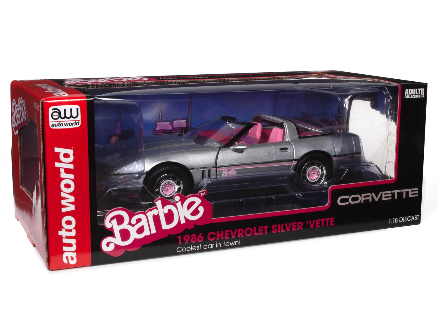 Auto World Barbie 1986 Chevy Corvette 1:18 Scale Diecast