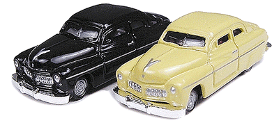 Classic Metal Works 1949 Mercury 2-Door Hardtop Black/Yellow (2-Pack) 1:160 N Scale