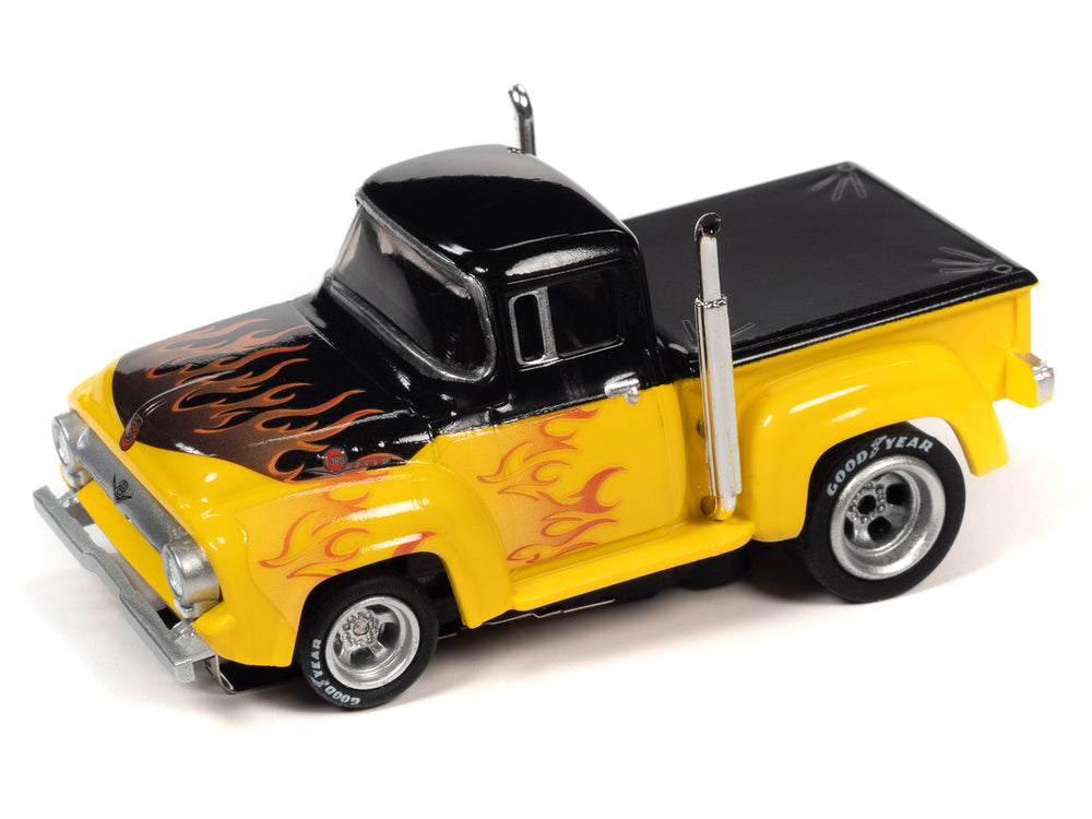 Auto World 4Gear 1956 F100 Pickup (Black/Yellow) HO Slot Car