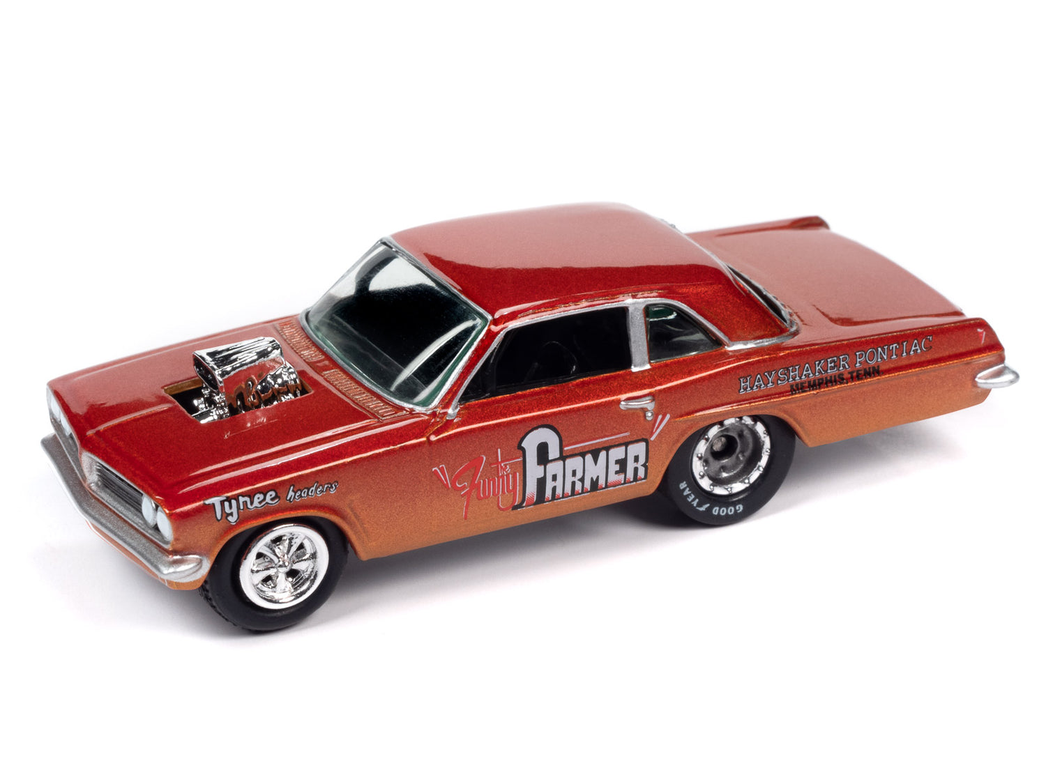 Johnny Lightning Classic Gold 1963 Pontiac Tempest Funny Farmer (Orange & Gold) 1:64 Scale Diecast