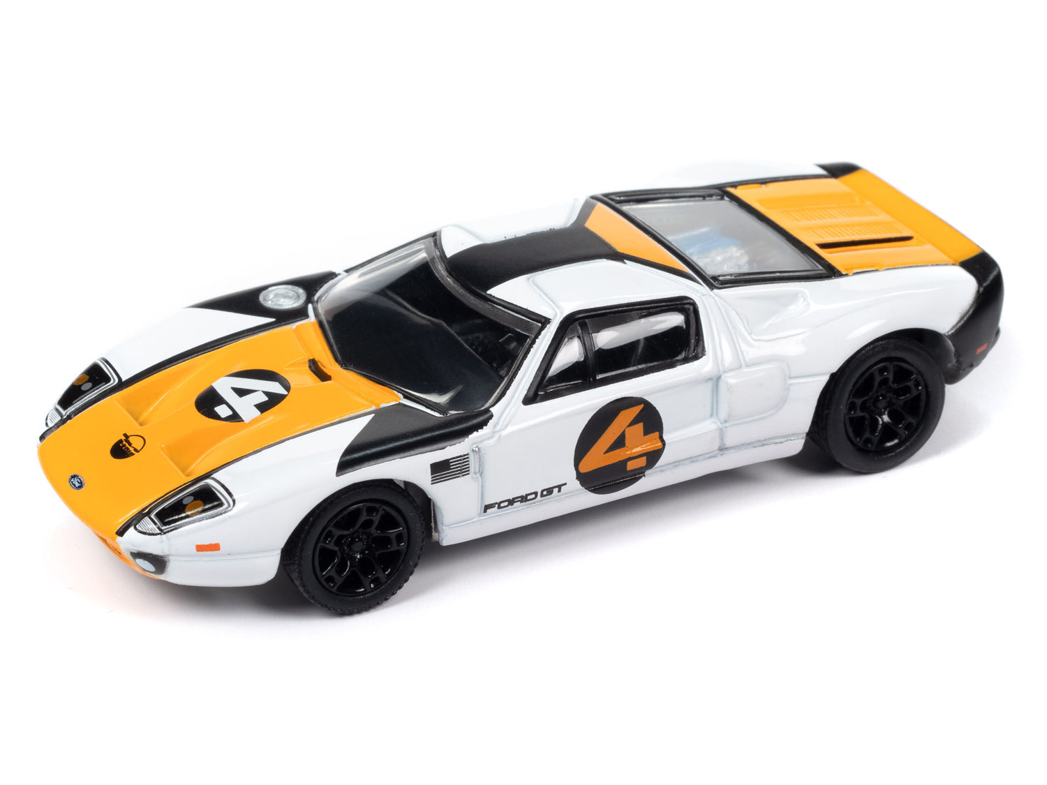 Johnny Lightning Classic Gold 2005 Ford GT (White w/ Orange & Flat Black) 1:64 Scale Diecast