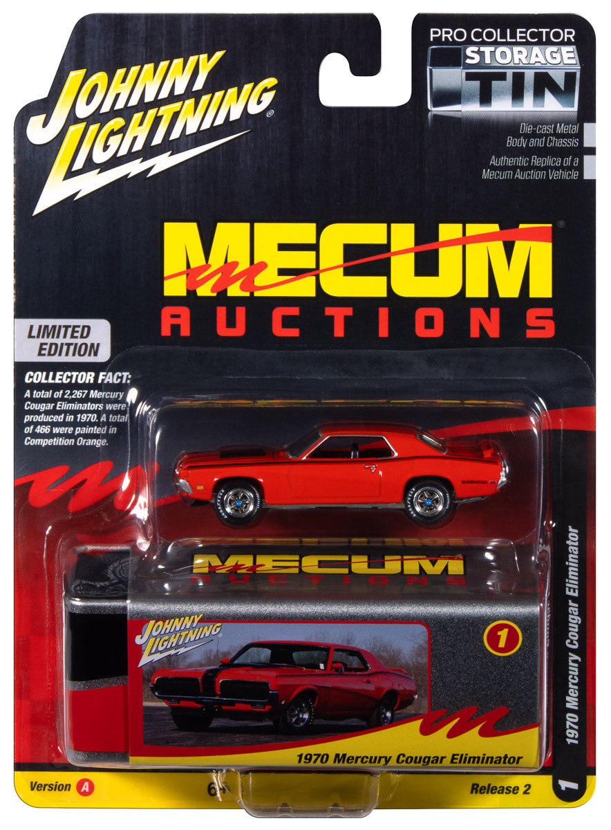 Johnny Lightning 1970 Mercury Cougar Eliminator (Competition Orange) with Collector Tin 1:64 Diecast