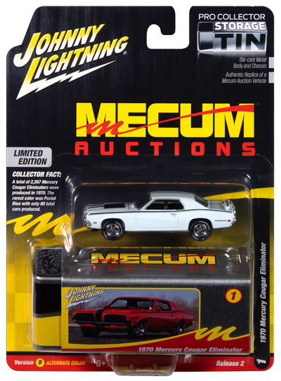 Johnny Lightning 1970 Mercury Cougar Eliminator (Pastel Blue) with Collector Tin 1:64 Diecast