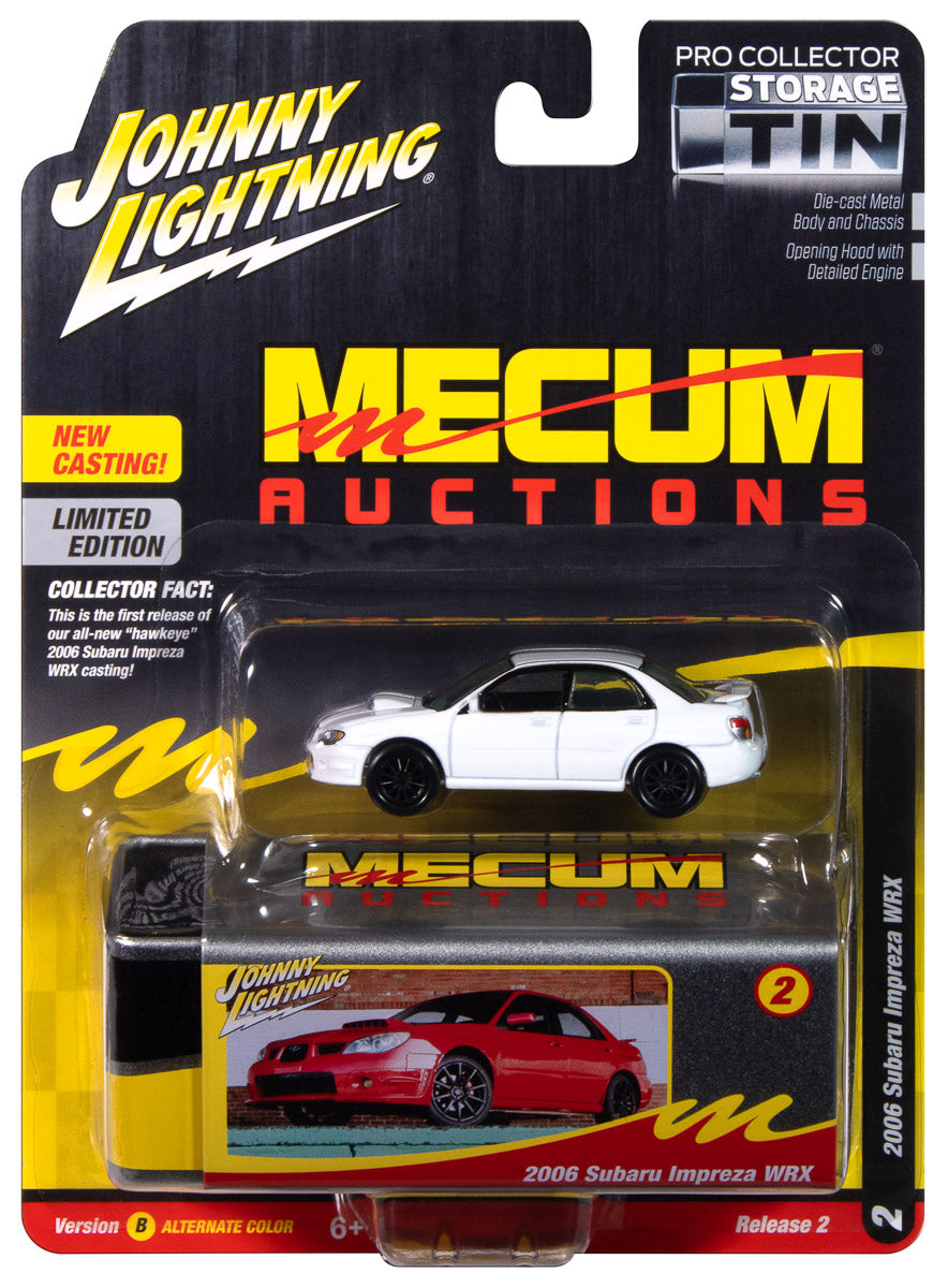 Johnny Lightning 2006 Subaru WRX (Pure White) with Collector Tin 1:64 Diecast