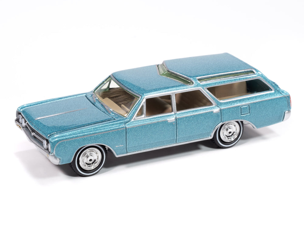 "PRE-ORDER" Johnny Lightning 1964 Olds Vista Cruiser (Pacific Mist Poly) with Collector Tin 1:64 Diecast (DUE APRIL 2025)