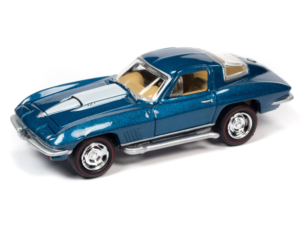 Johnny Lightning Muscle Cars 1967 Chevrolet Corvette (Marina Blue w/White Stinger Hood Stripe) 1:64 Scale Diecast