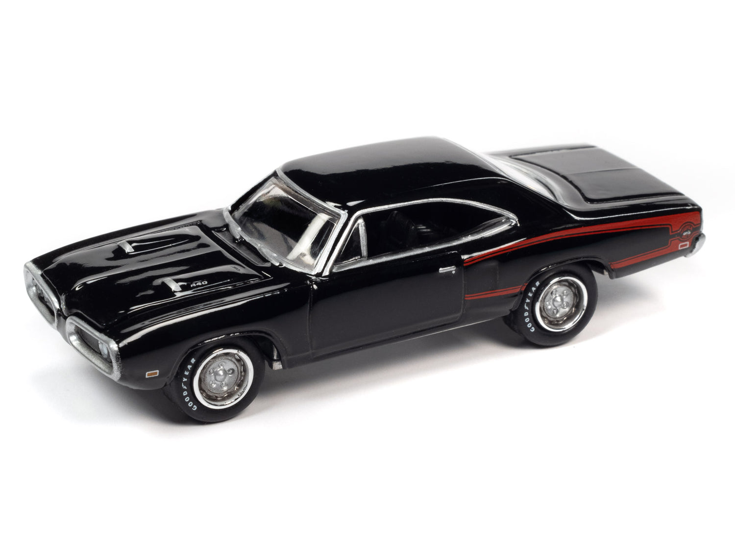 Johnny Lightning Muscle Cars 1970 Dodge Super Bee (Gloss Black w/Side Red C Stripe) 1:64 Scale Diecast