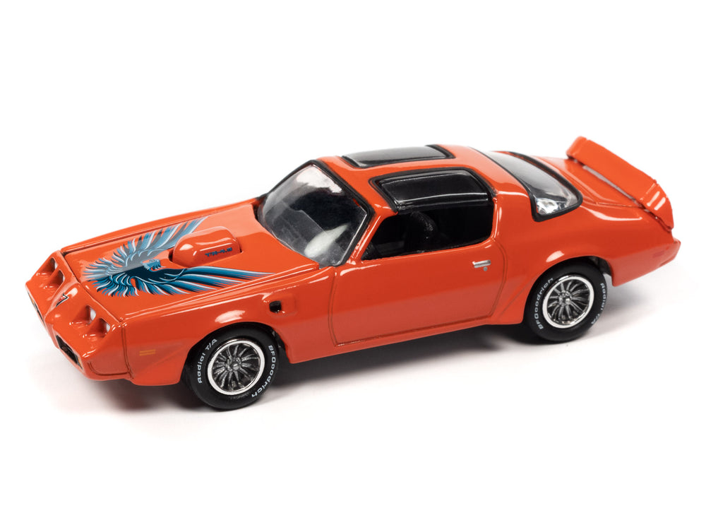 Johnny Lightning Muscle Cars 1981 Pontiac Firebird T/A (Red Orange w/Blue Bird on Hood) 1:64 Scale Diecast