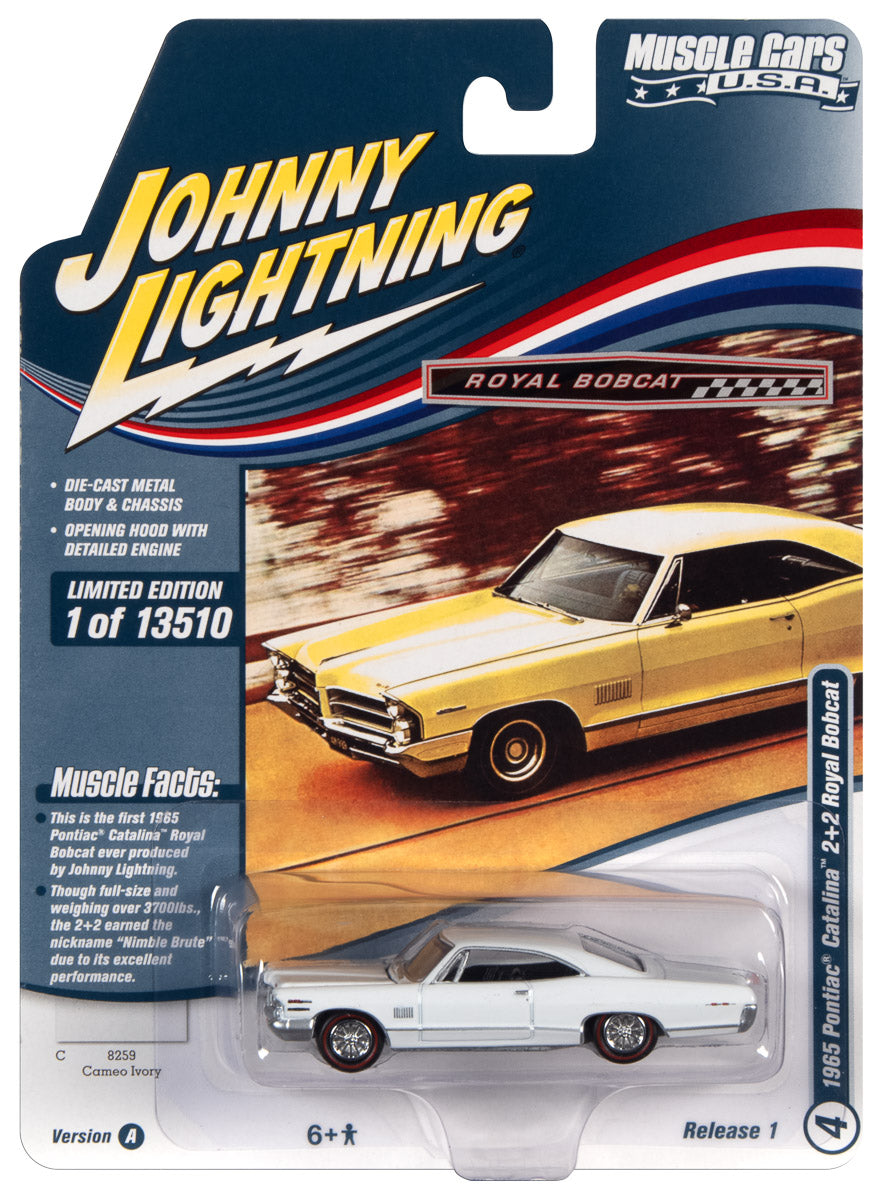 Johnny Lightning Muscle Cars 1965 Royal Bobcat Pontiac Catalina 2+2 (Gloss White) 1:64 Scale Diecast