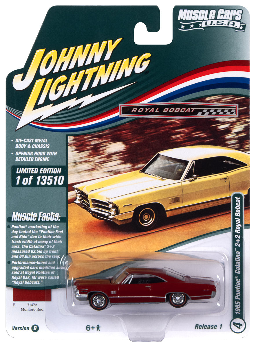 Johnny Lightning Muscle Cars 1965 Royal Bobcat Pontiac Catalina 2+2 (Montero Red) 1:64 Scale Diecast