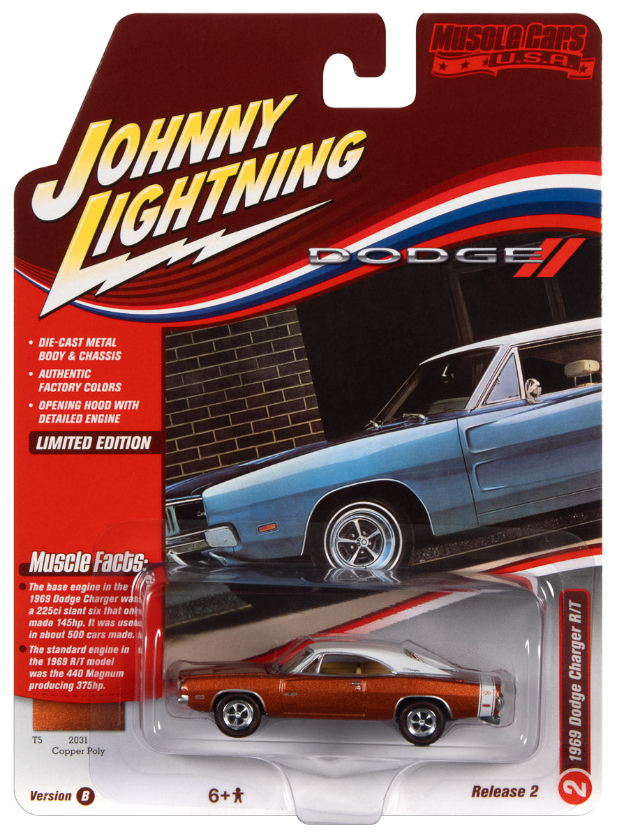 Johnny Lightning Muscle Car 1969 Dodge Charger R/T (T5 Copper Poly) 1:64 Diecast