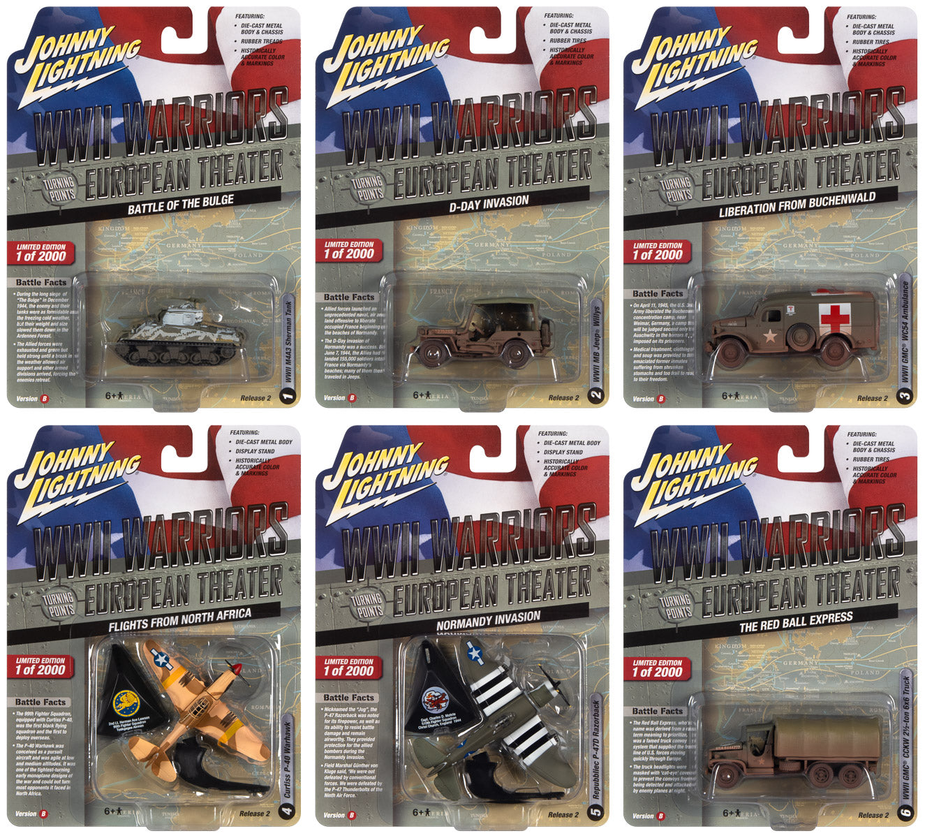 Johnny Lightning Military 2022 Release 2 Set B (6-Piece Sealed Case) Diecast