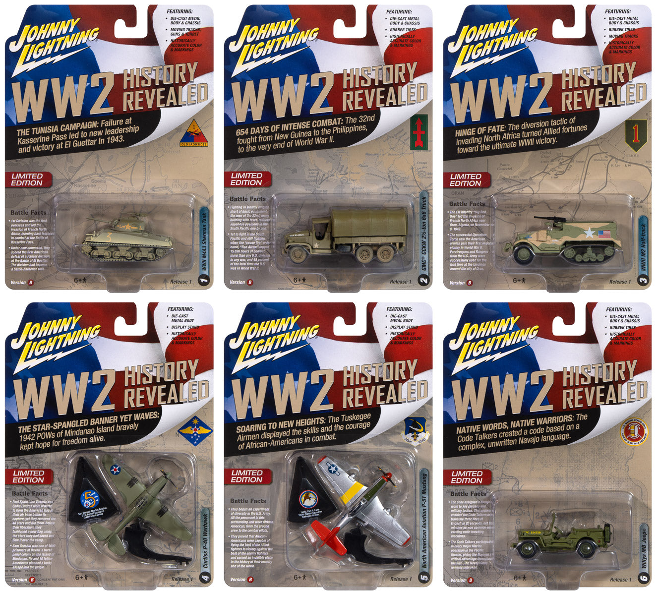 Johnny Lightning Military 2024 Release 1 Set B (6-Piece Sealed Case) Diecast