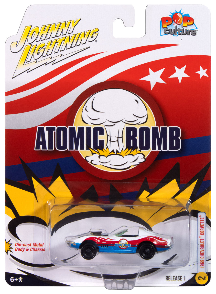 "PRE-ORDER" Johnny Lightning "Stuntman Mike's Ride Along Racing  1969 Chevy Corvette "Atomic Bomb" 1:64 Scale Diecast (DUE APRIL 2025)