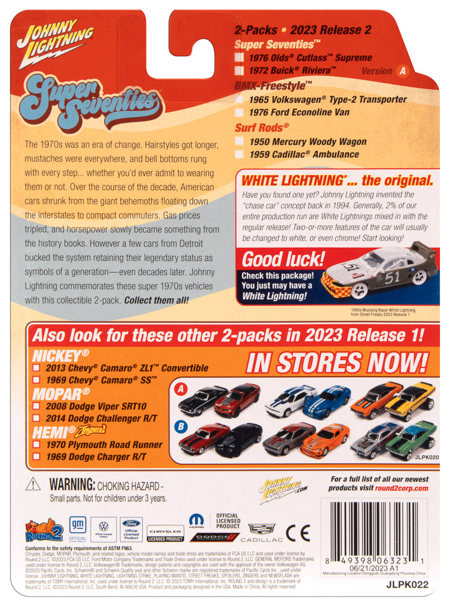 Johnny Lightning 2023 Release 2 Super 70's Version A (2-Pack) 1:64 Scale Diecast