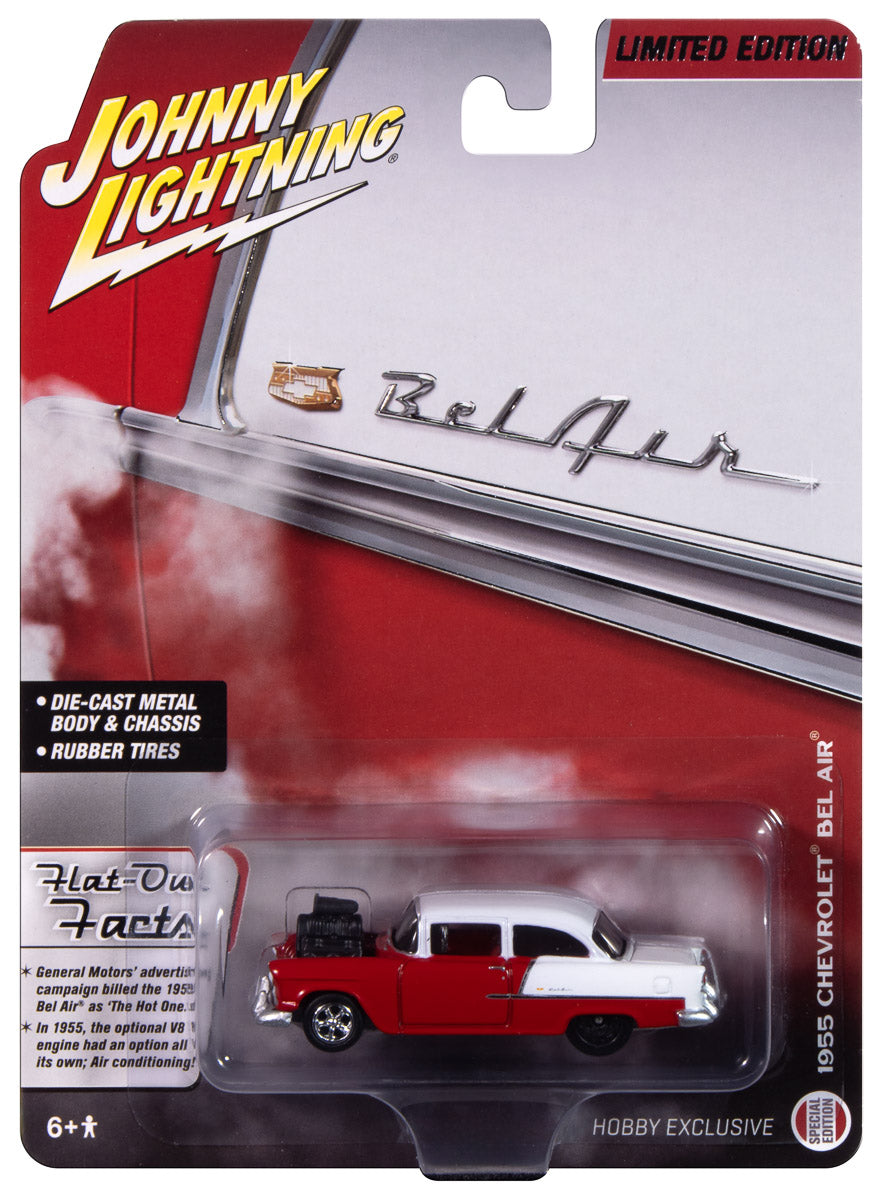 "PRE-ORDER" Johnny Lightning Hobby Exclusive 1955 Chevrolet Bel Air (Red/White) 1:64 Scale Diecast (Due April 2025)