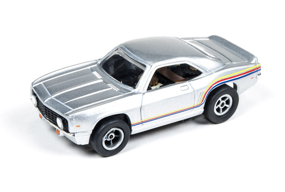 Auto World Xtraction R12 1969 Chevy Camaro Silver HO Scale Slot Car