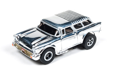 Auto World Xtraction R12 1957 Chevy Nomad Chrome HO Scale Slot Car