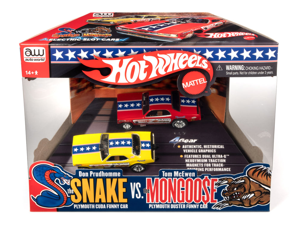 Auto World 4Gear Hot Wheels Snake & Mongoose (2-pack) HO Scale Slot Cars