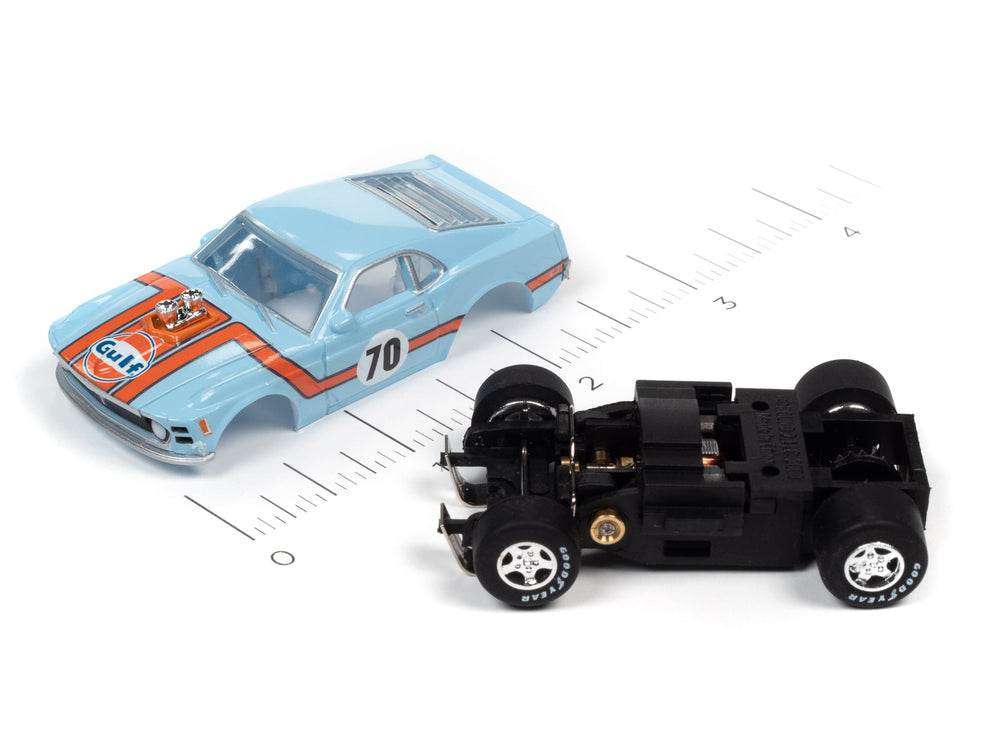 Auto World Super III 1970 Ford Boss Mustang (Gulf Blue) HO Scale Slot Car