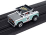 Auto World Xtraction 1972 Ford Baja Bronco - White w/ Light Teal Race Graphics HO Scale Slot Car