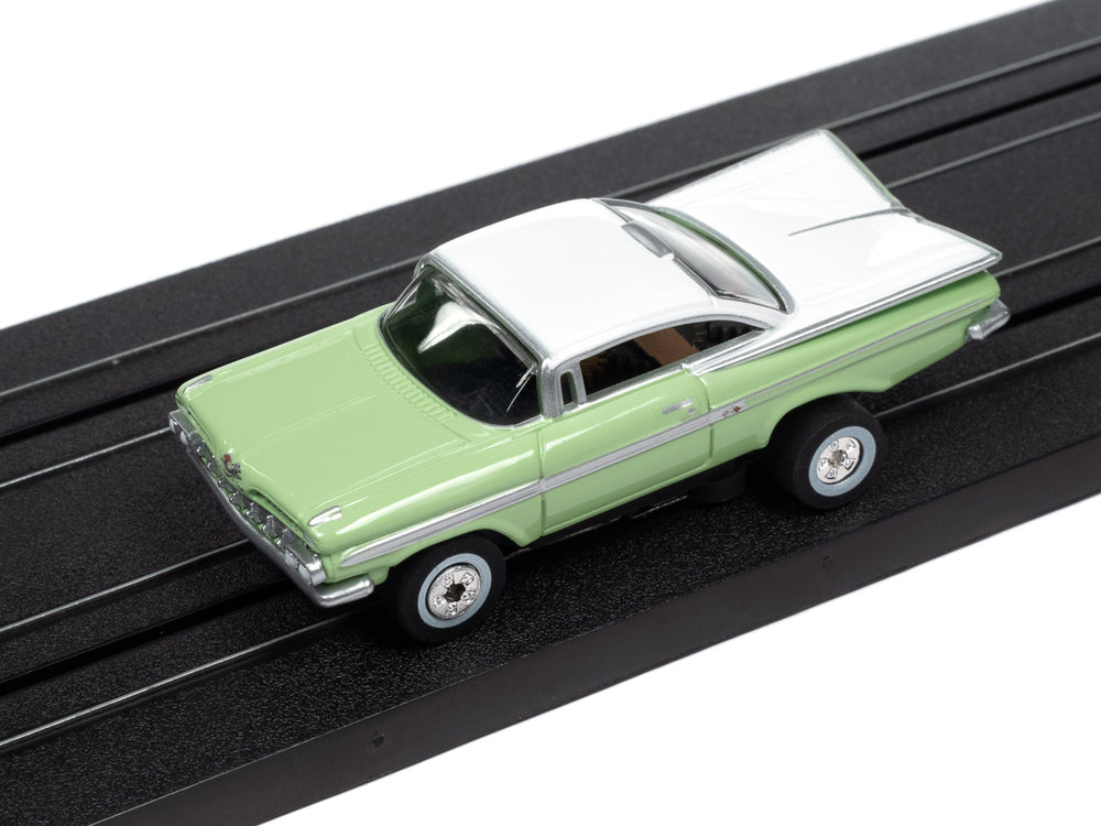 Auto World Thunderjet 1959 Chevy Impala - Seafoam Green & White HO Scale Slot Car