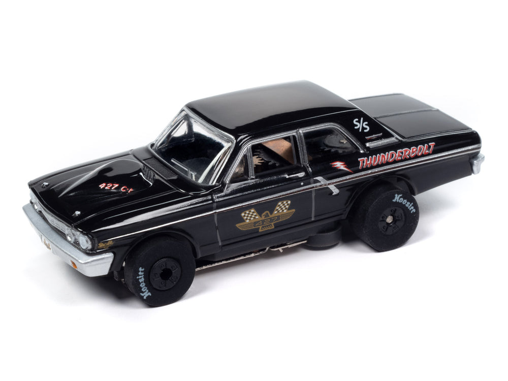 Auto World Thunderjet 1964 Ford Thunderbolt - Gloss Black w/ 427 Graphics HO Scale Slot Car