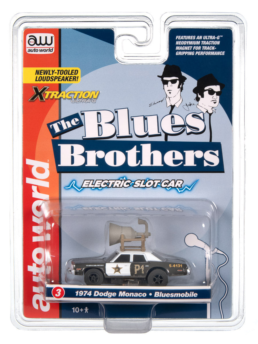 "PRE-ORDER" Auto World Xtraction Blues Brothers 1974 Dodge Monaco w/Speaker HO Scale Slot Car (DUE OCTOBER 2024)