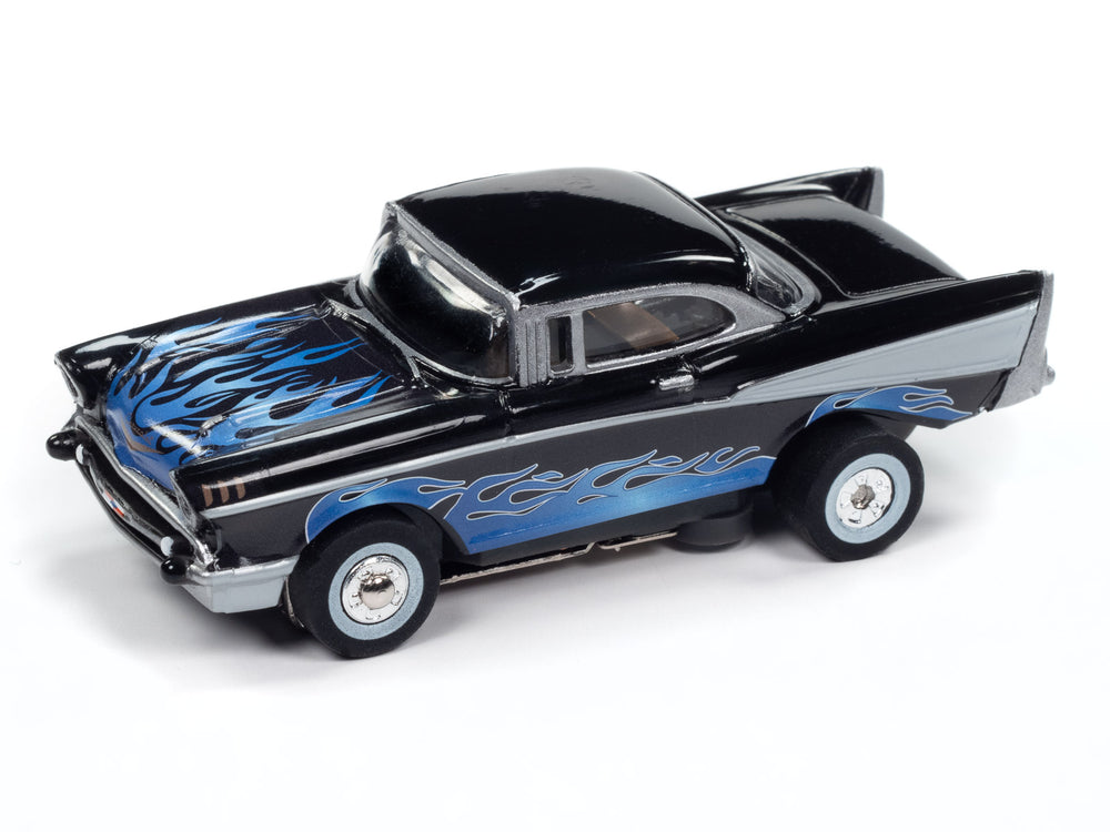 Auto World Thunderjet 1957 Chevrolet Bel Air Lowrider (Black) HO Scale Slot Car