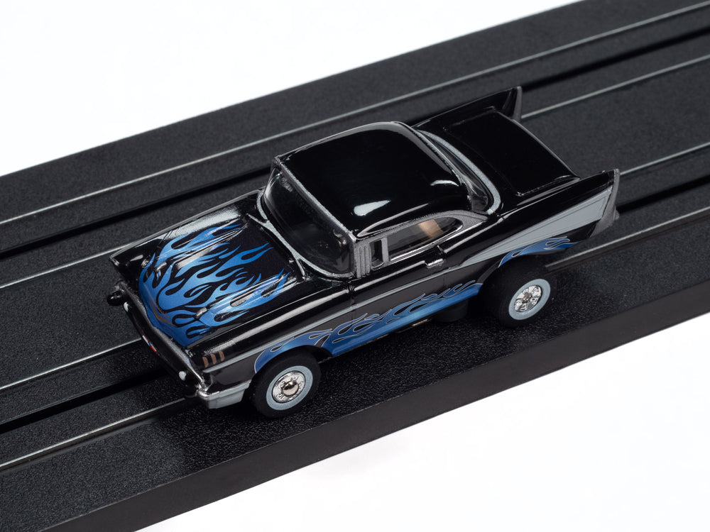 Auto World Thunderjet 1957 Chevrolet Bel Air Lowrider (Black) HO Scale Slot Car