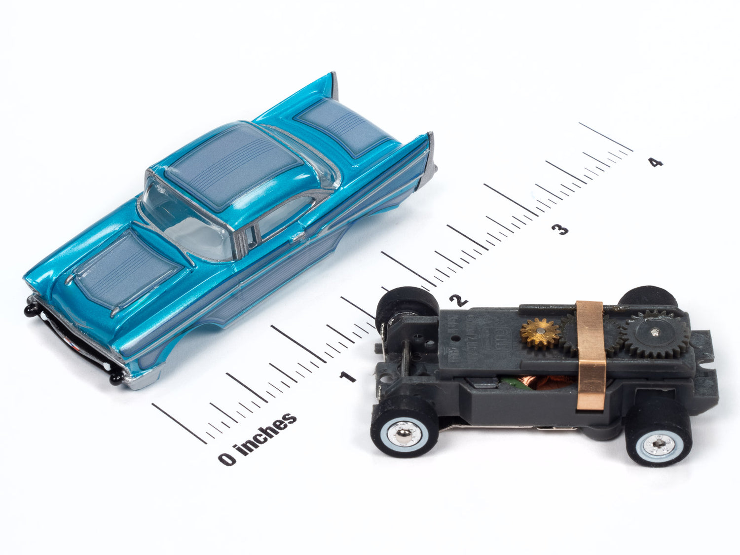 "PRE-ORDER" Auto World Thunderjet 1957 Chevrolet Bel Air Lowrider (Aqua) HO Scale Slot Car (DUE JANUARY 2025)