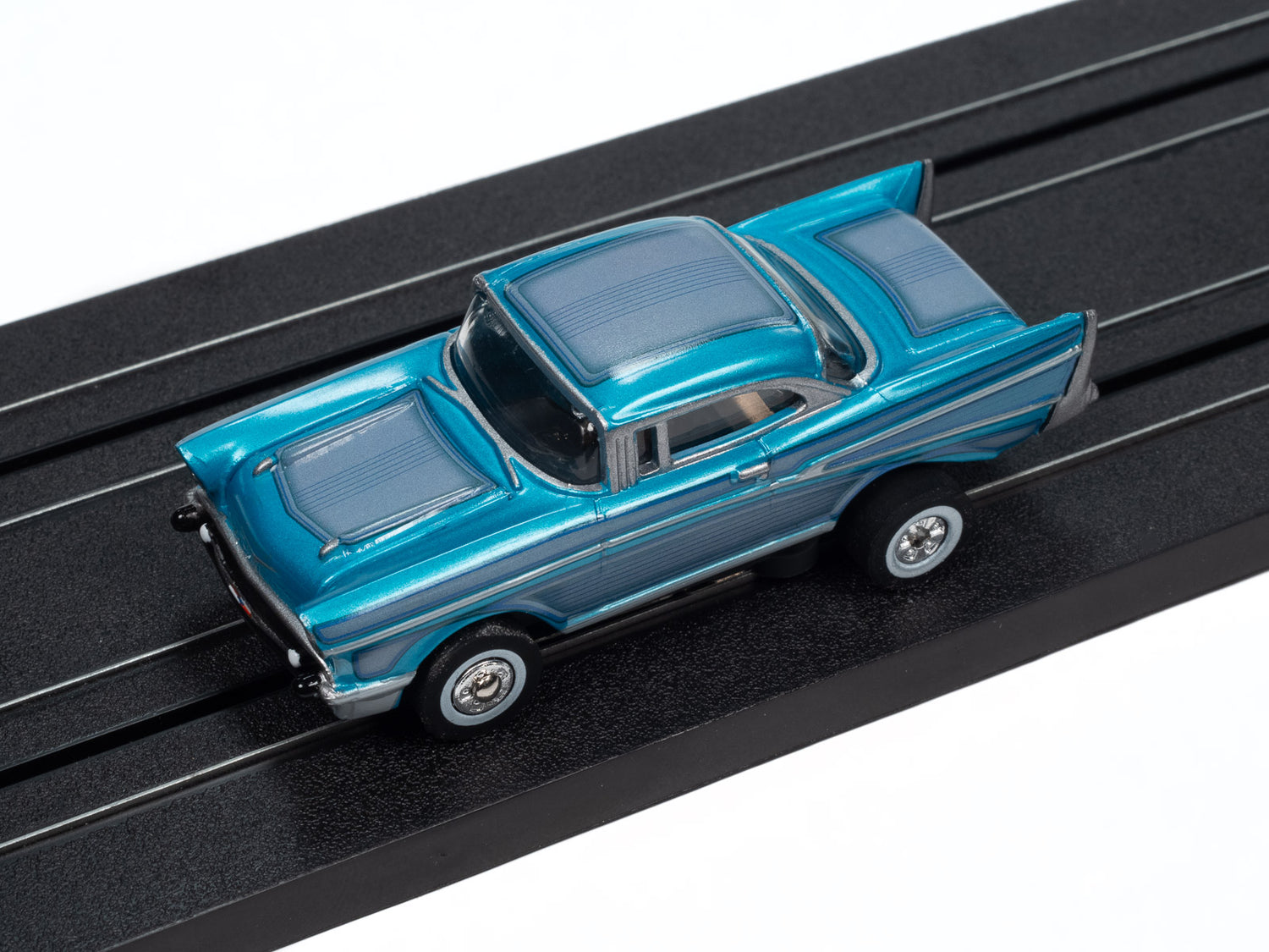 "PRE-ORDER" Auto World Thunderjet 1957 Chevrolet Bel Air Lowrider (Aqua) HO Scale Slot Car (DUE JANUARY 2025)